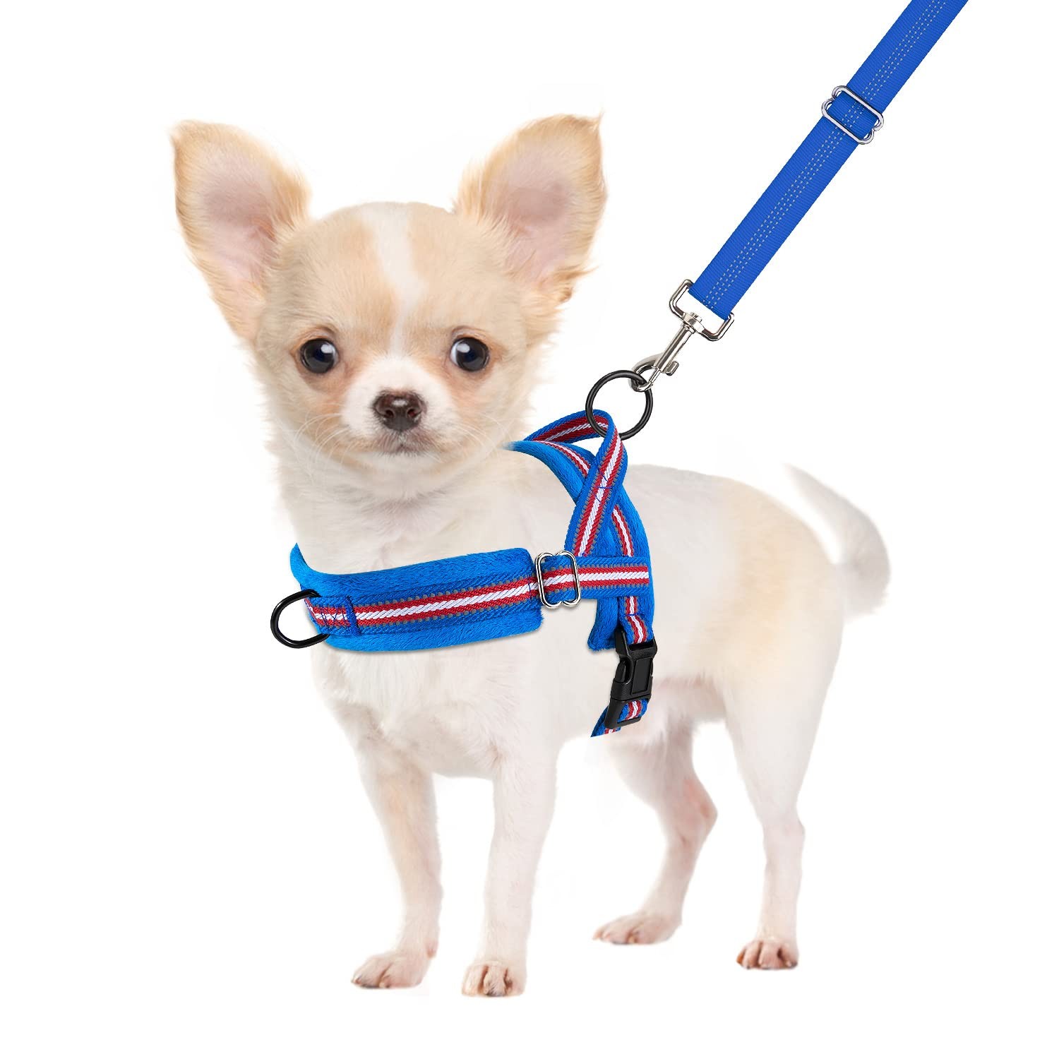 SlowTon No Pull Small Dog Harness and Leash Set, Puppy Soft Vest Harness Neck &