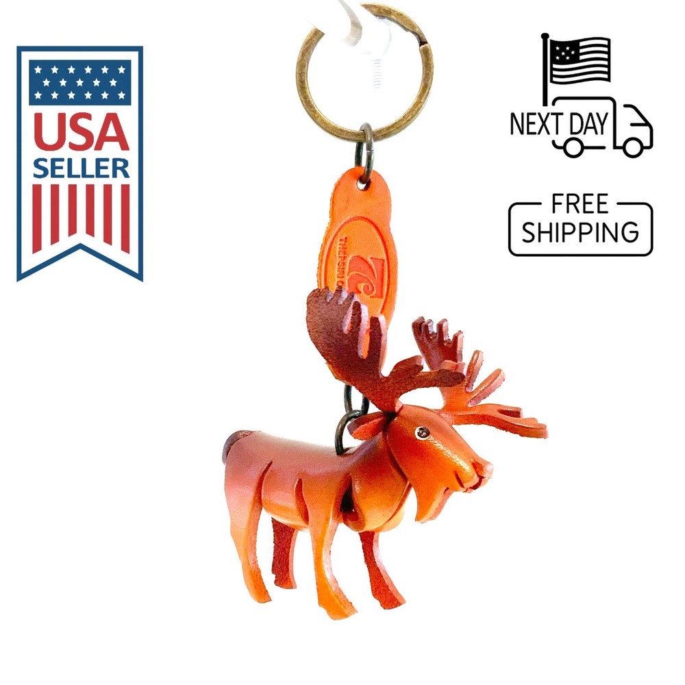 Moose Handmade Leather Keyring