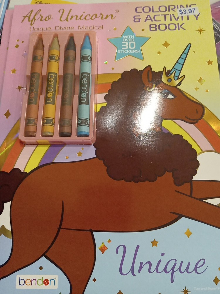 Afro Unicorn Crayon Book