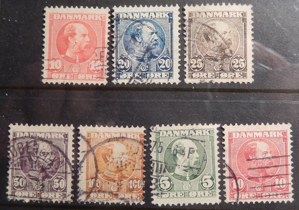 Denmark Scott # 65-71, 2 Sets, Used