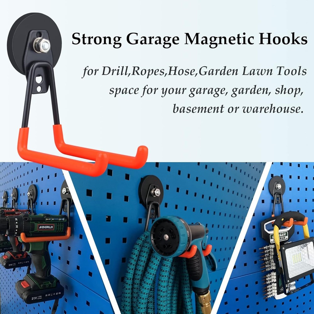 ULIBERMAGNET Magnetic Power Tool 2.59INCH 2PACK Large Hooks, Orange