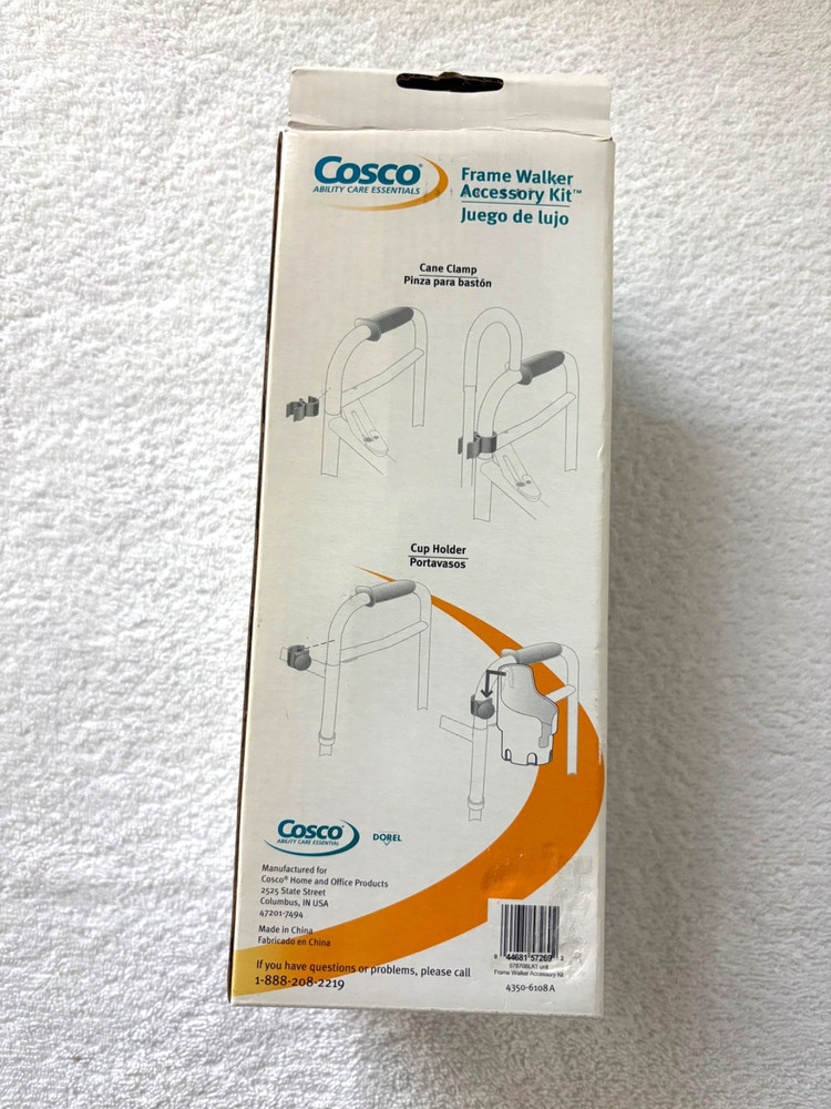 Cosco Ability Care Essentials Frame Walker Accessory Kit Pouch Cup Holder NEWBOX