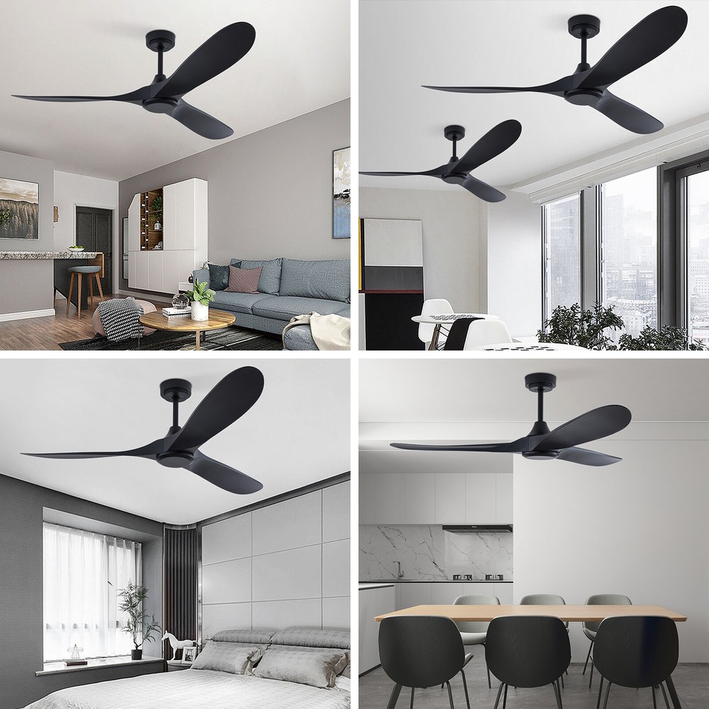 Ceiling Fan 52 inch Casual Matte Black Ceiling Fan with Light and Remote Control