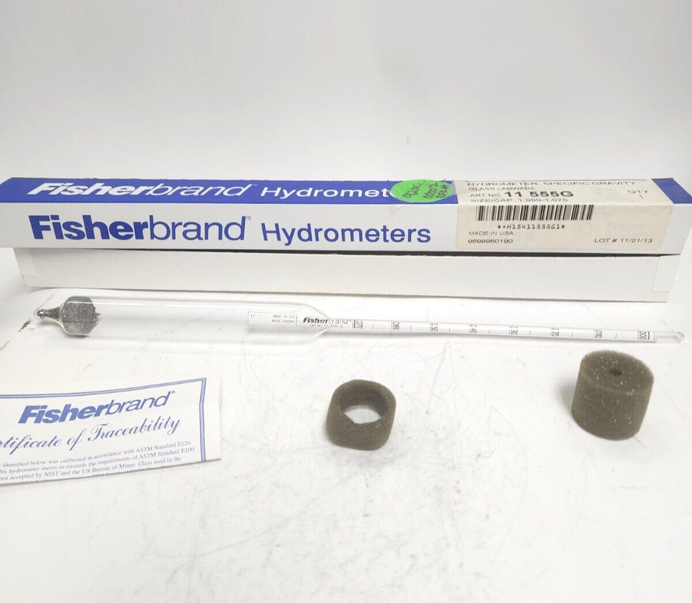 FISHERBRAND HYDROMETER 11555G SPECIFIC GRAVITY