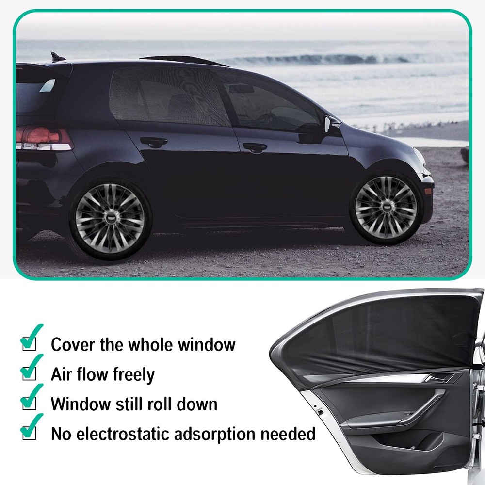 For Jeep SUV 4PCS Side Window Sun Shade Visor Cover Mesh Shield UV Protection