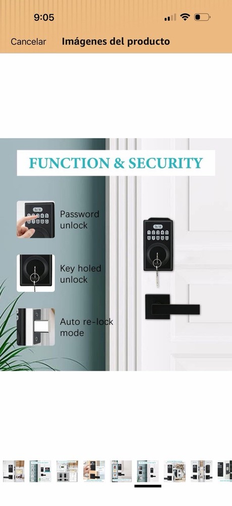 Combination Keypad Smart Door Lock Auto Re-Lock 20 User Codes Keyless Black