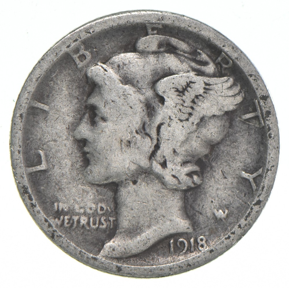 G+ 1918-S Mercury 90% Silver Dime