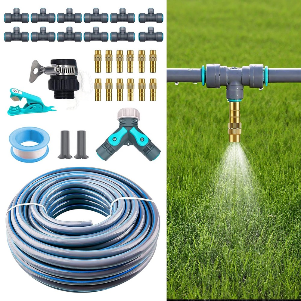 27pcs Drip Irrigation System Kit with Quick Connect Fittings, Adjustable Nozz...