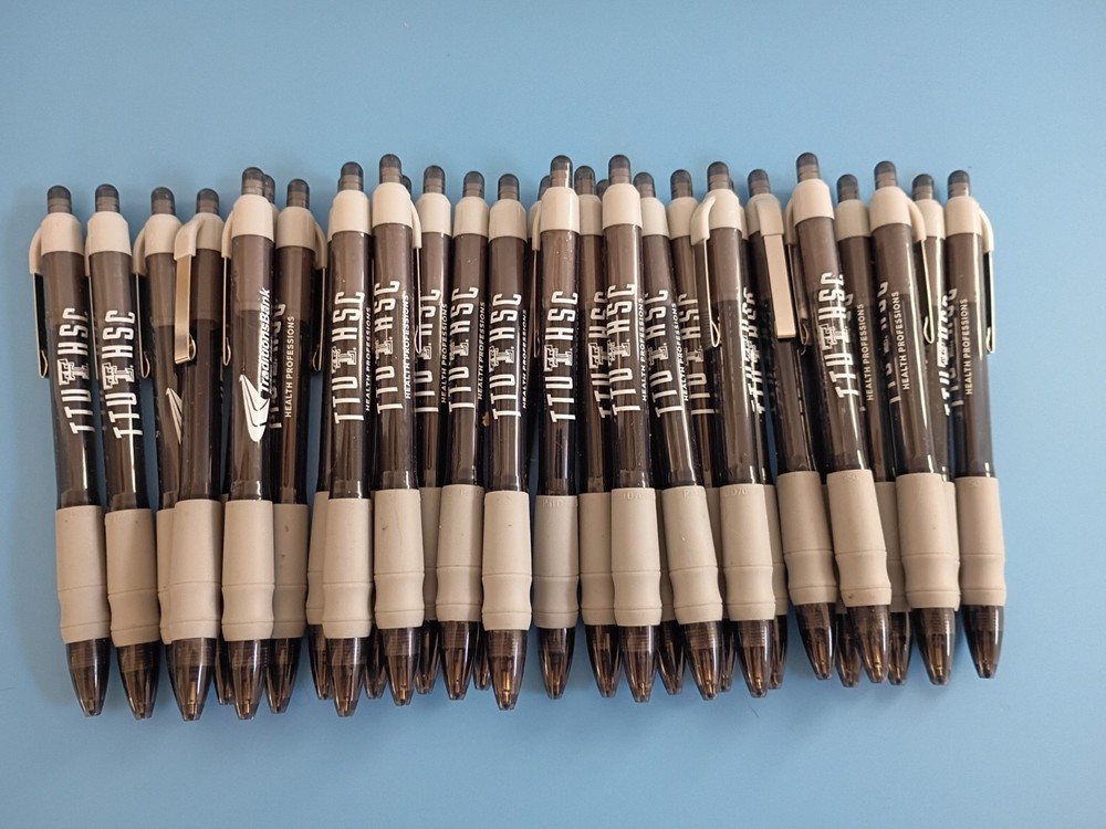 30ct Lot Misprint MaxGlide Click Pen with Rubber Grip Black/Gray