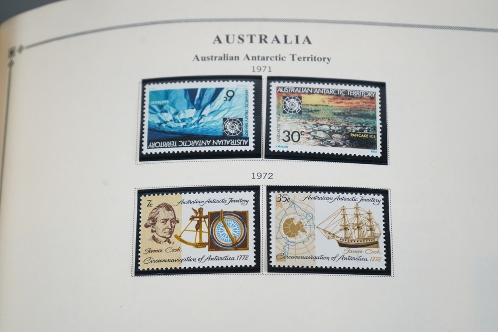 WORLDWIDE A-L 1970s COLLECTION OF 875+ STAMPS MINT & USED STORED IN SCOTT ALBUM