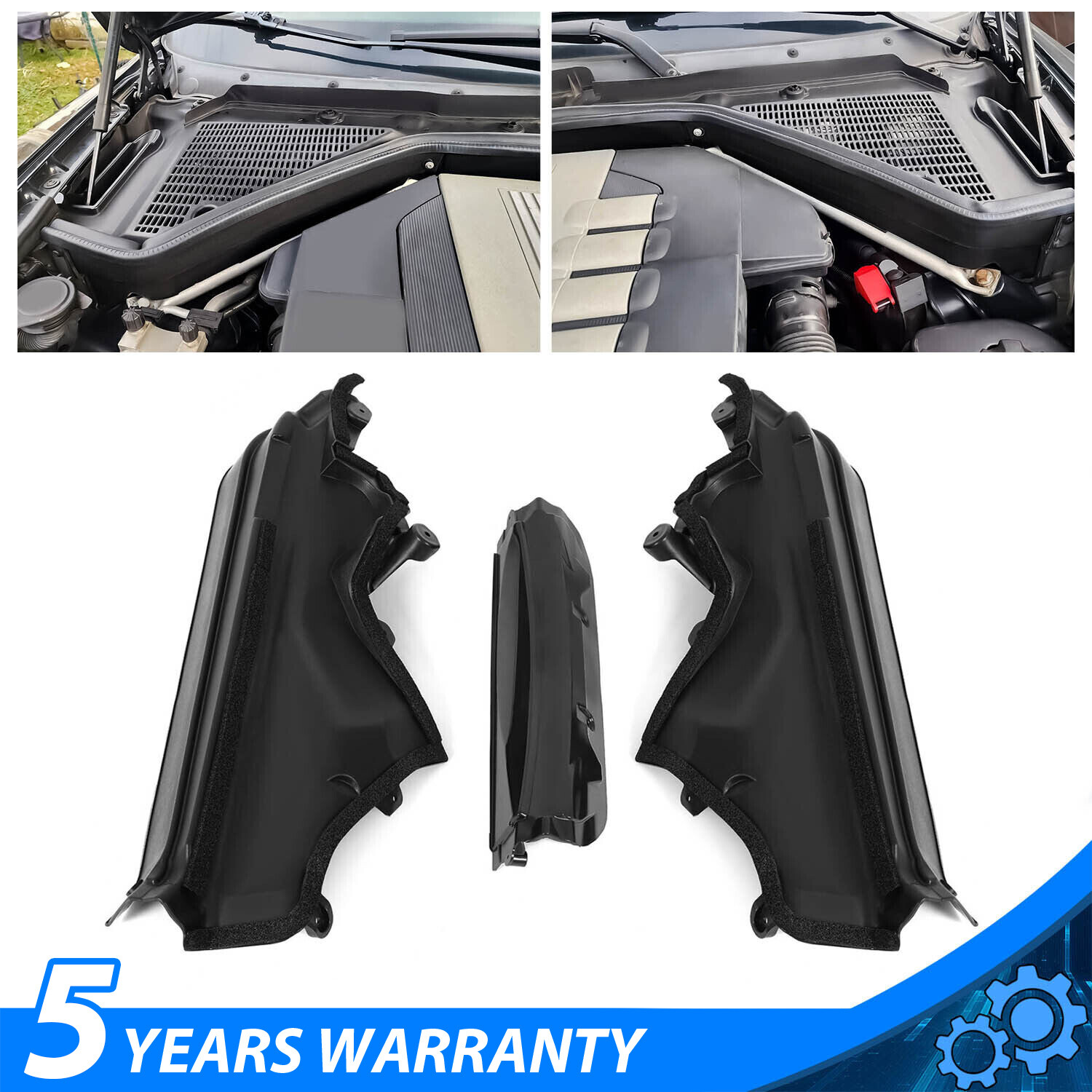 3PCS Engine Upper Cover Compartment Partition Panel For BMW X5 X6 E70 E71 06-14