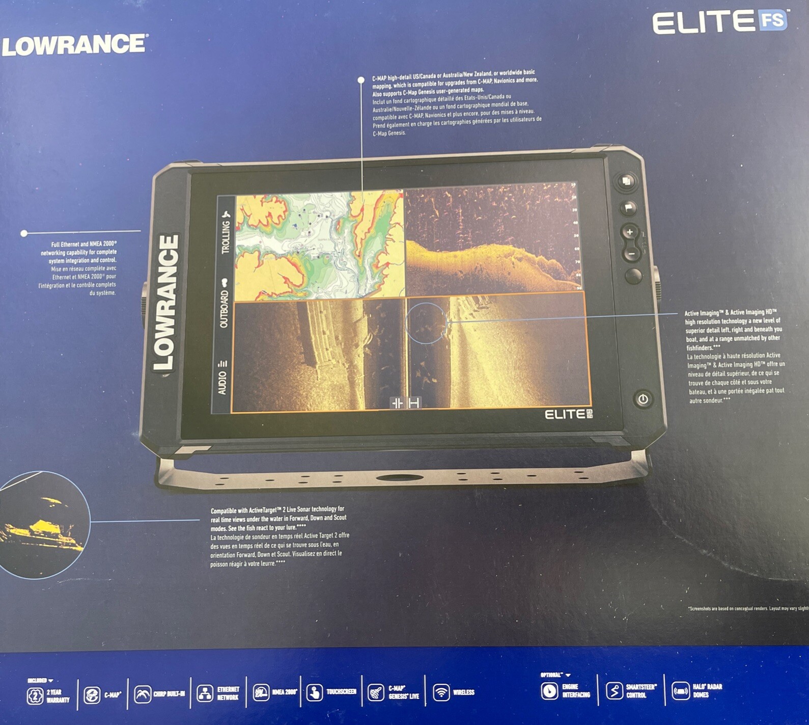 Lowrance Elite FS 12 Fishfinder Chartplotter w/ CMAP Discover Maps NO Transducer