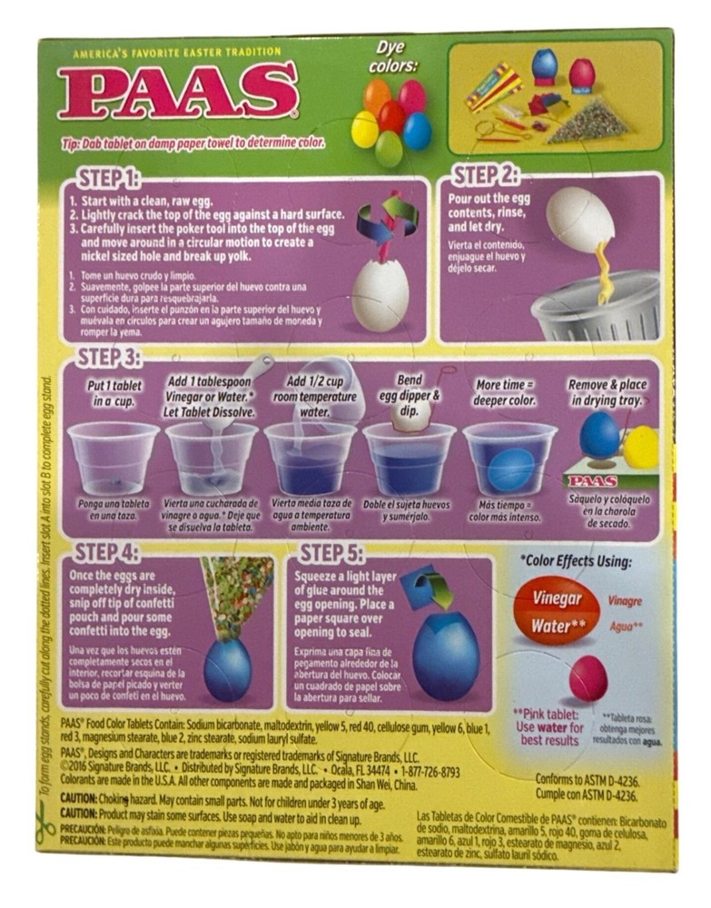 PAAS Confetti Easter Egg Decorating Kit With Paper Squares+ Dye Tablets+ Stands+