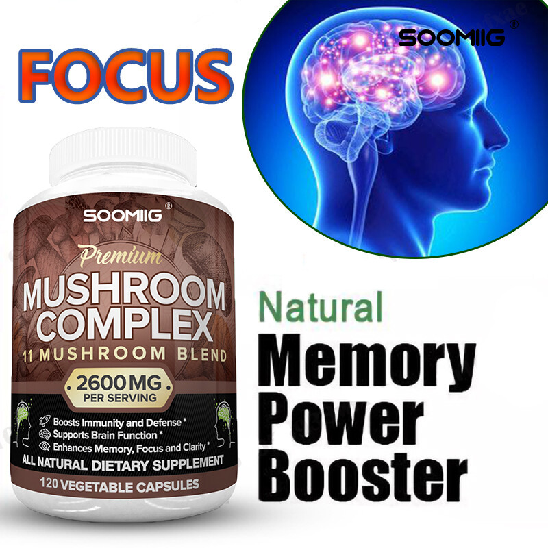Mushroom Complex Capsules Increase Memory Immune Focus Health Brain Support 120