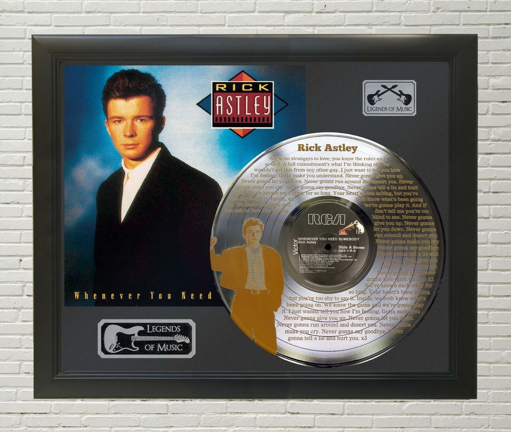 Rick Astley - Never Gonna Give You Up Framed Legends Of Music Silver LP Display