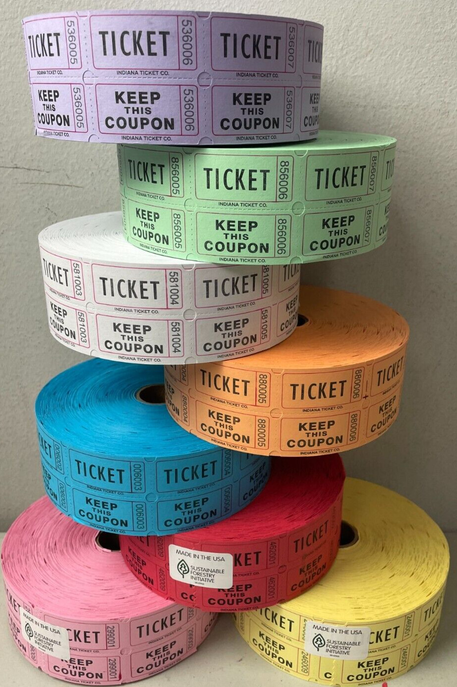 Raffle Tickets 12 Roll Deal 2000 Double Stub Per Roll Split The Pot or 50/50