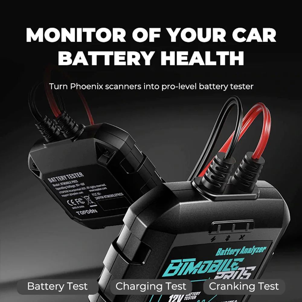 TOPDON BTMobile Pros Bluetooth 12V Battery Tester 100-2000 CCA Load Analyzer App