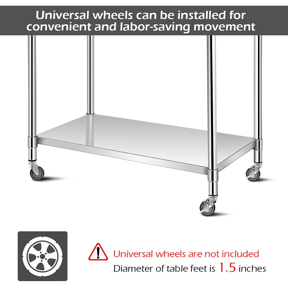 24 x 60 Inches Stainless Steel Work Table Kitchen Prep & Work Table Silver