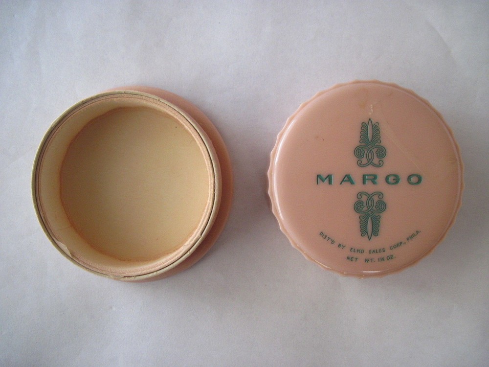 Charming Rare Vintage Celluloid Face Powder Container "Margo" *