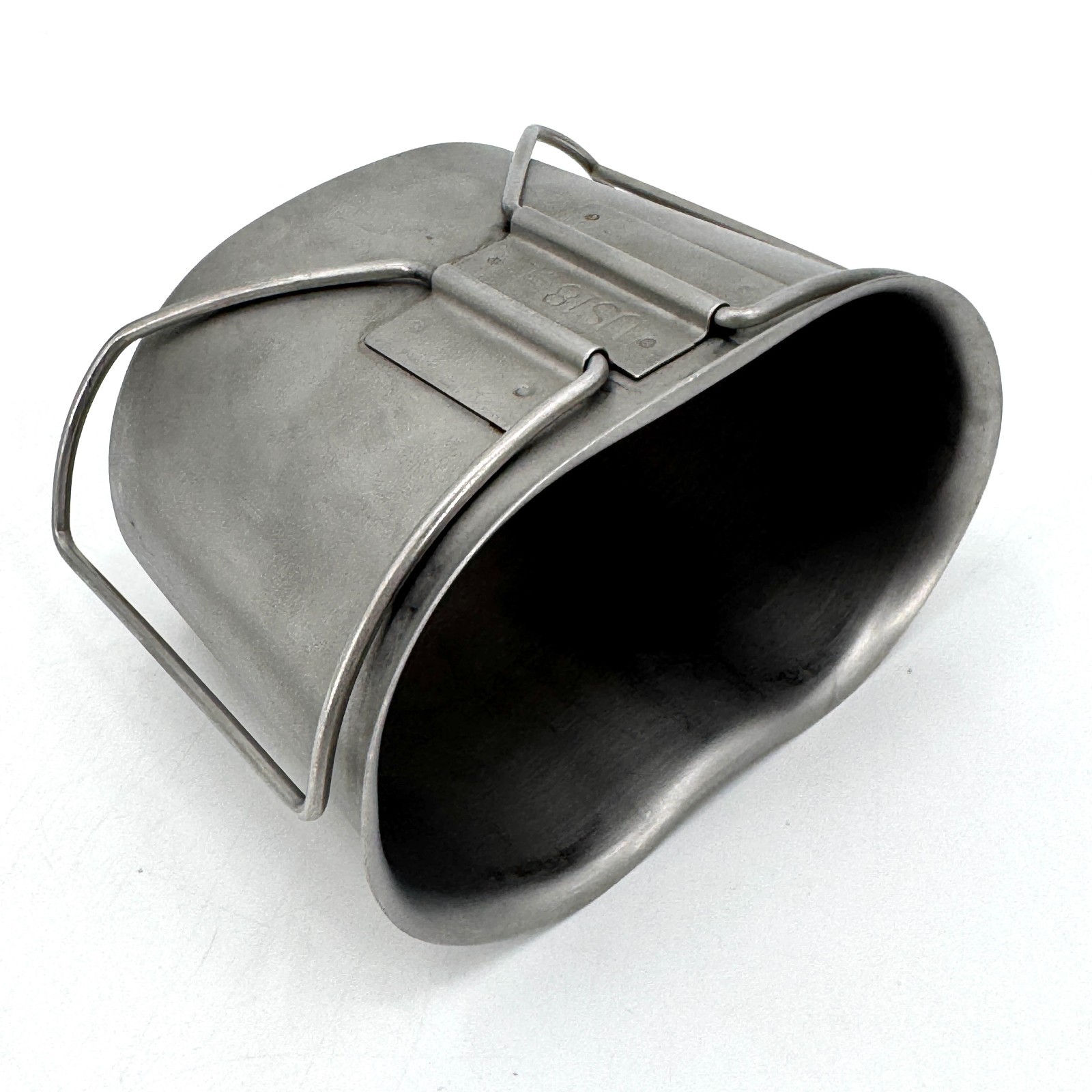 USGI US Military Issue 1 Quart Stainless Steel Metal Canteen Cup Folding Handle
