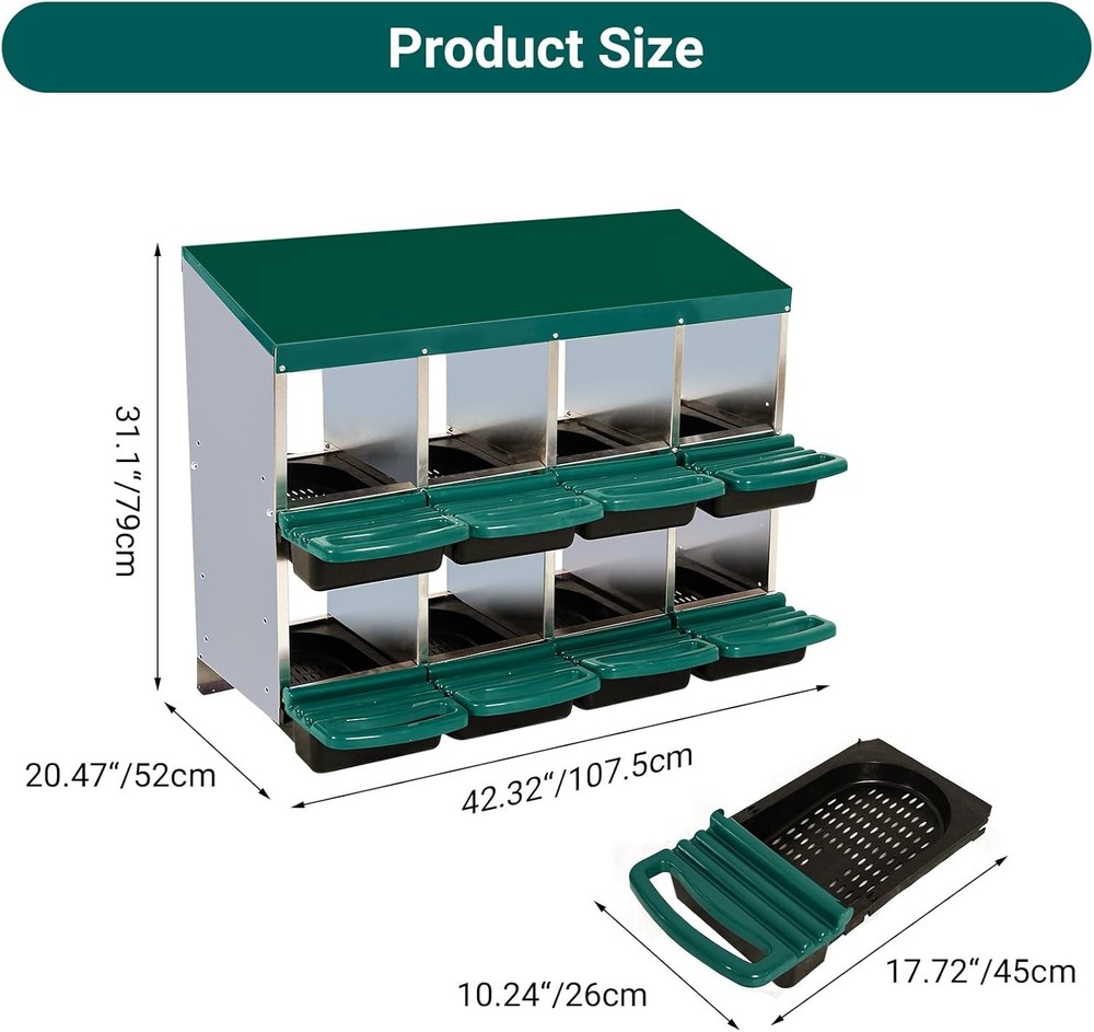 Chicken Nesting Box 2-Tier Chicken Nesting Box 8 Compartments Coop Laying Eggs