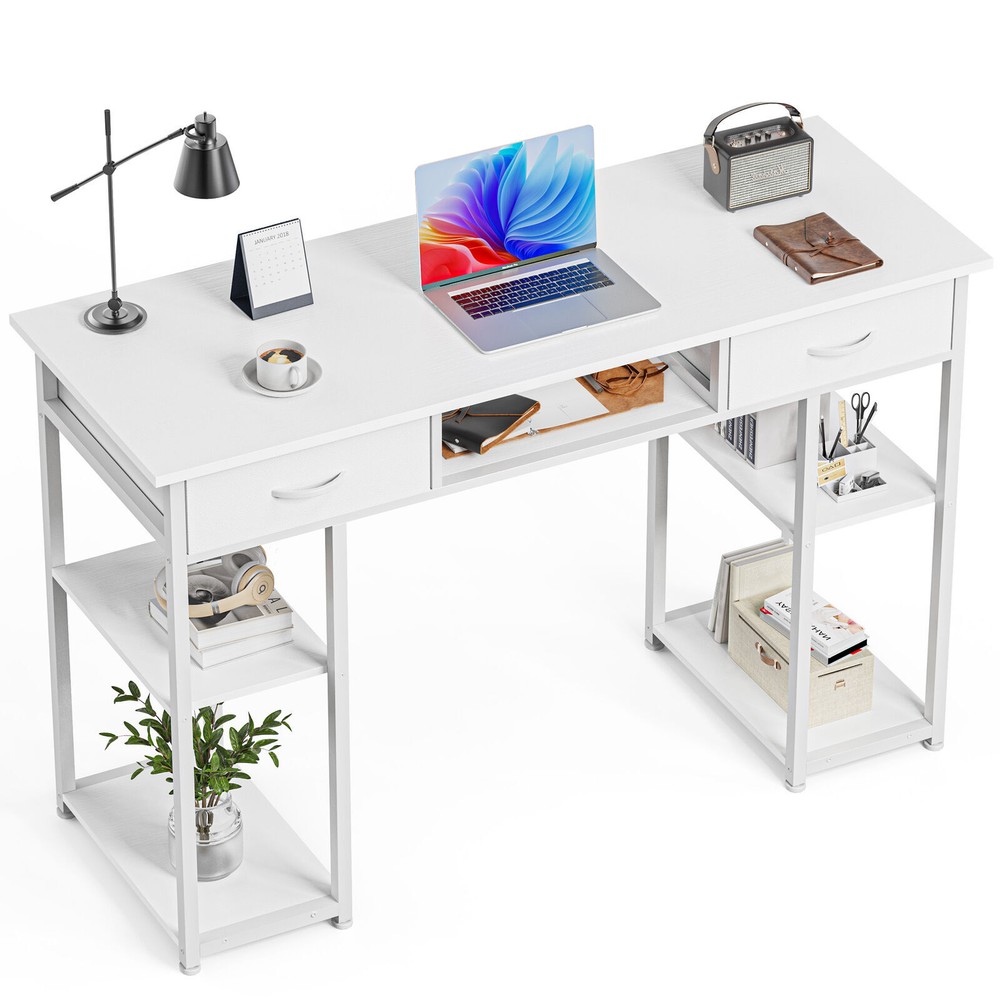 48" Home Office Computer Desk,Study Table with Storage Shelf & 3 Fabric Drawers