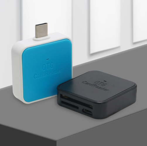 Portable Type-C Square-shaped Memory Card Reader MicroSD/SD Card OTG Card Reader