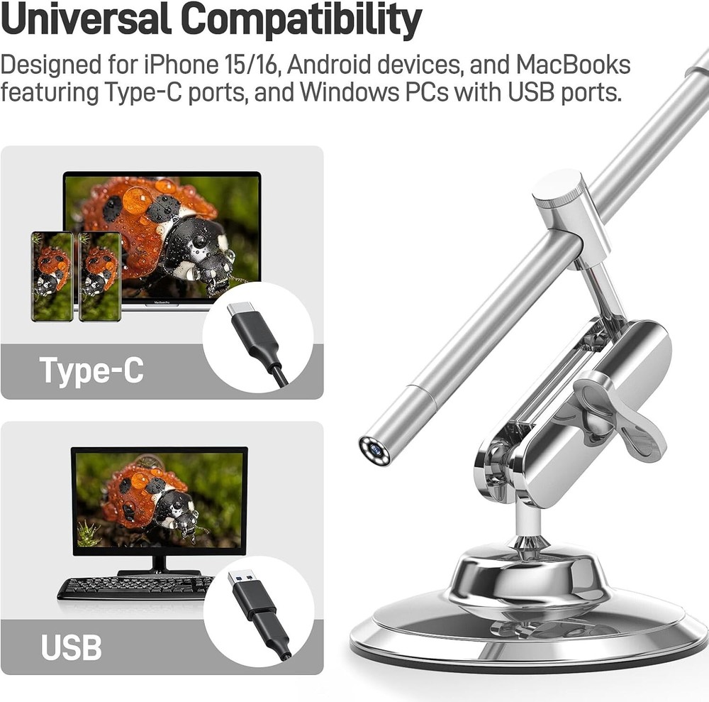 Teslong USB-C Microscope 200X Magnification Portable Camera Fit for iPhone 15+