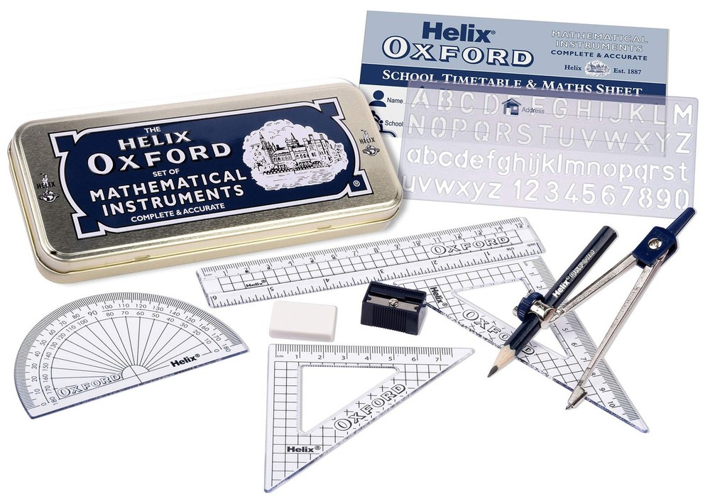 Helix Oxford Maths Set with Storage Tin ORIGINAL