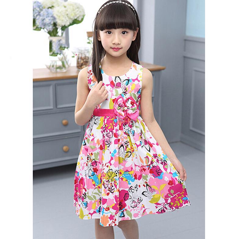 New Summer Floral Girl Dresses Girls Clothes Kids Cotton Dress Size