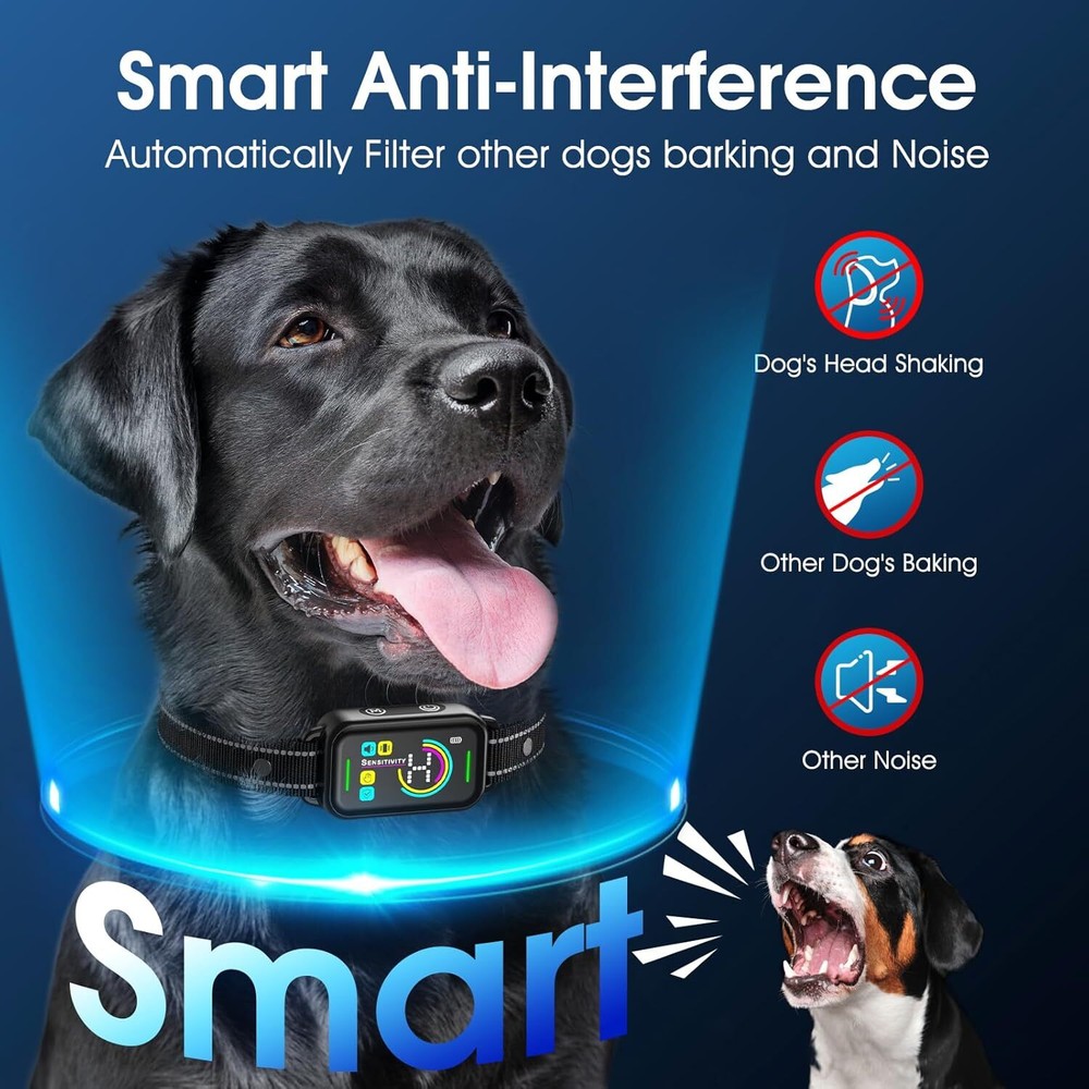 Bark Collar, Smart Collar, Rechargeable, with 8 Sensitivities, with Buzzer