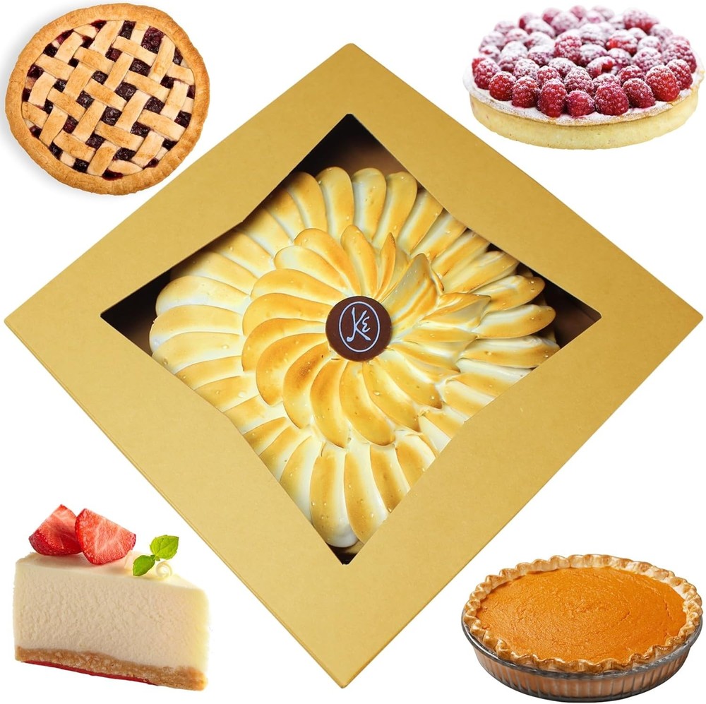 BAKELUV Bakery Boxes with Window | Brown, 25 PCS | 9X9x2.5 Cookie Boxes