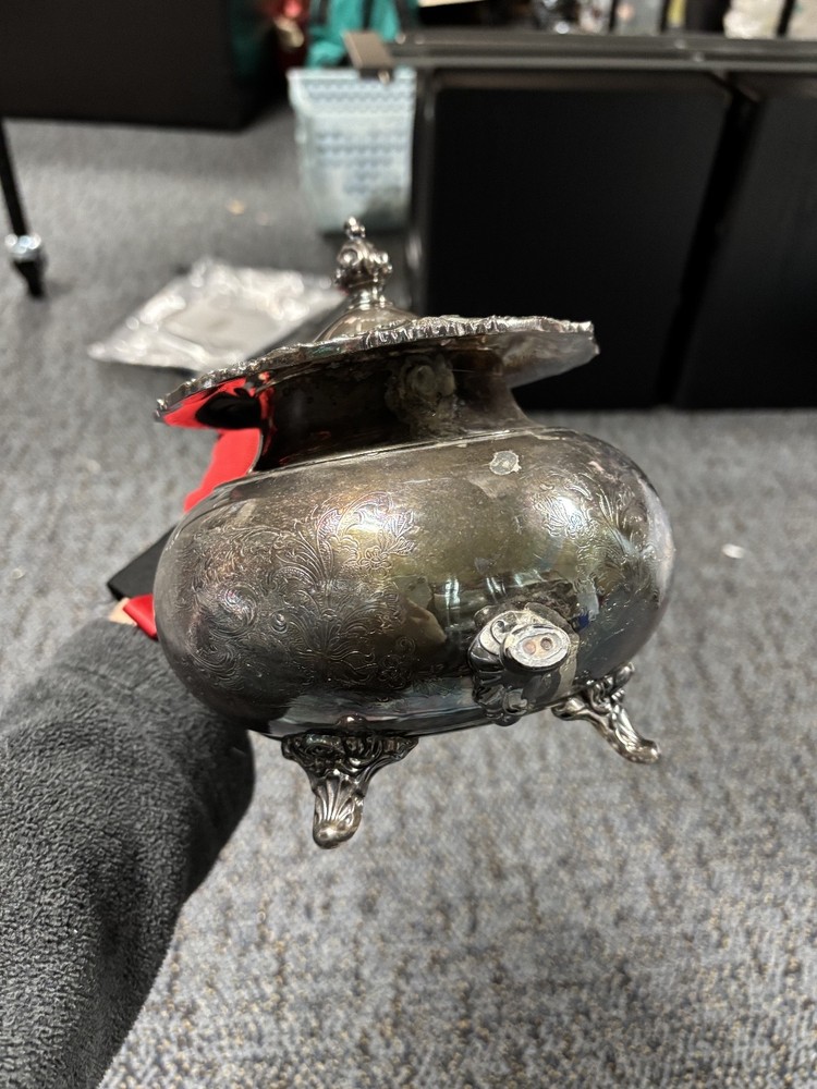 Broken Silver Pitcher with Parts