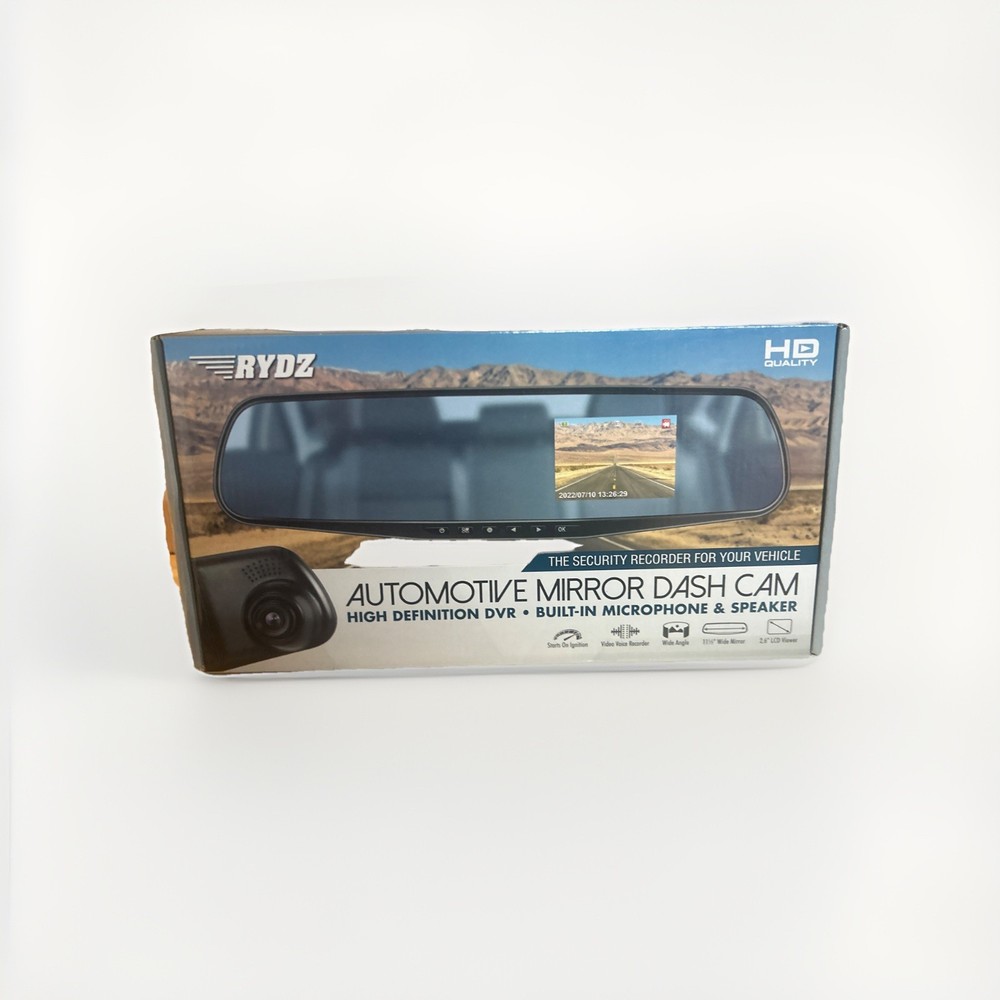 HD Rydz Automatic Mirror  Dash Cam High Definition DVR  2.6”LCD, Time/Date NIB