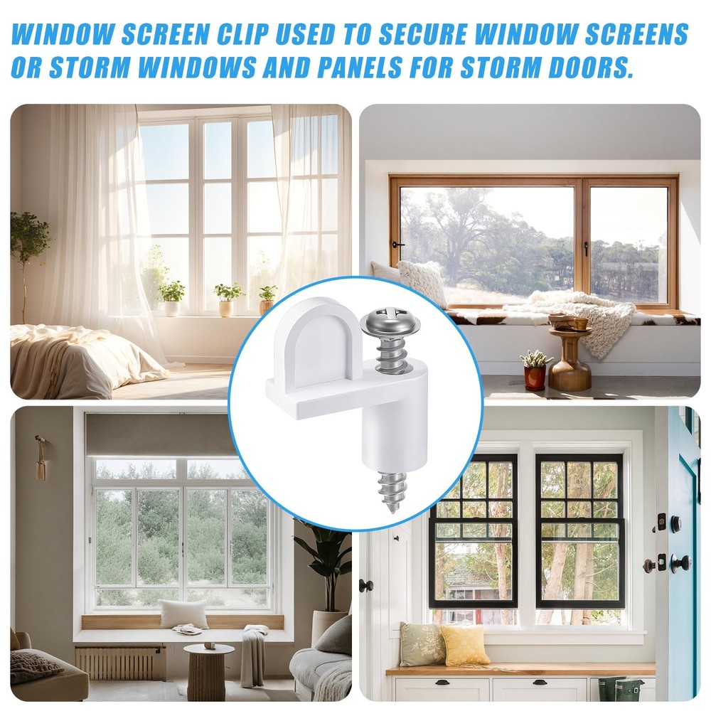 24 Pack Window Screen Clips w/ Screws 3/8 Offset Storm Replacement