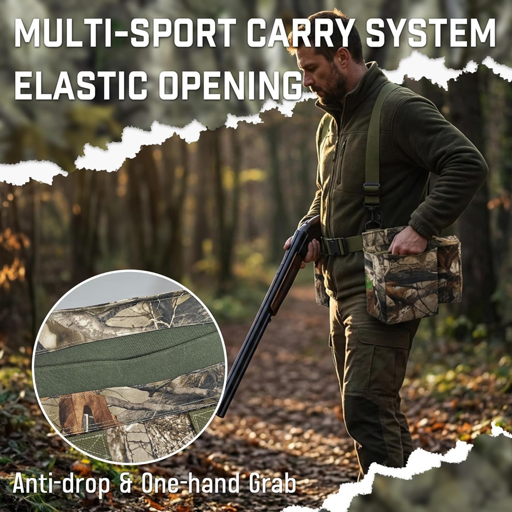 Hunting Belt with Shoulder Strap, Quick-Release Game Belt with Shell Pouch & Bot