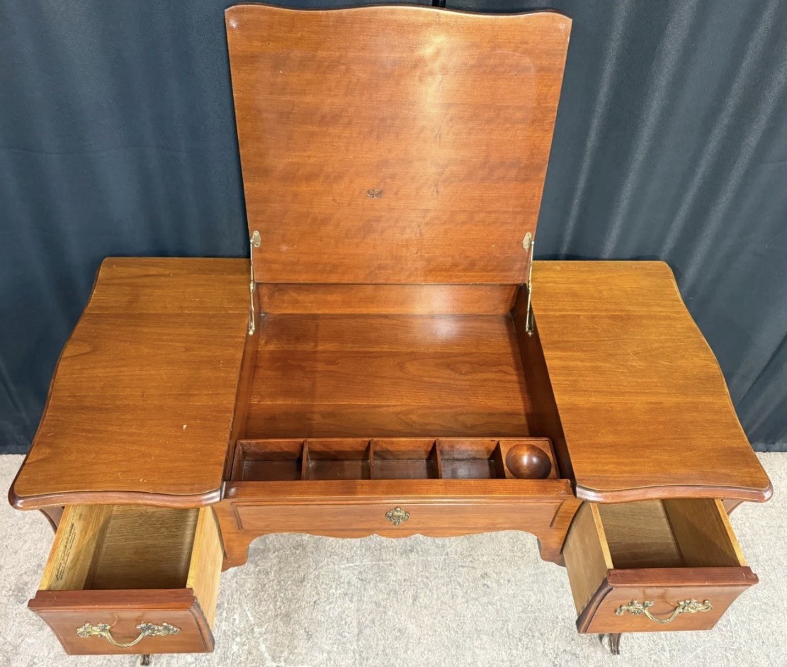 Antique mid-century John Widdicomb flip top vanity