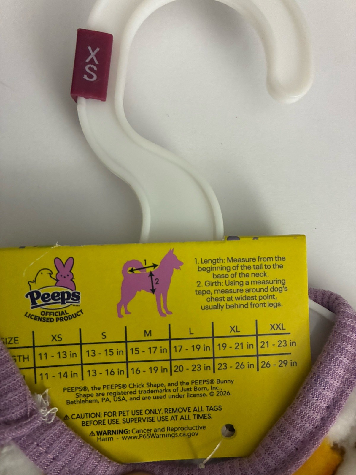 Purple Yellow Velour “PEEPS" All Over! Pet Pajamas Puppy/Dog X-Small - NWT