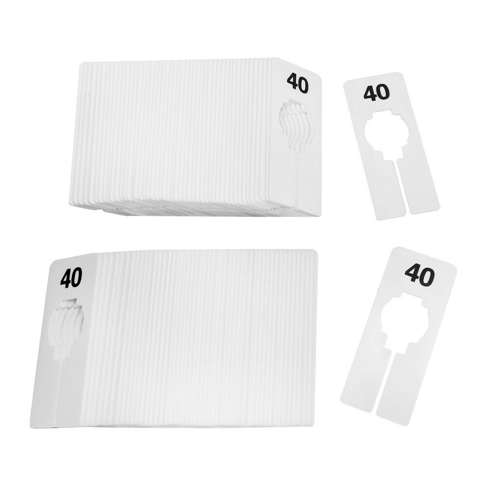 Hangers Retail Clothing 2" x 5" Rectangular Plastic Size 40 Dividers 10Pcs White