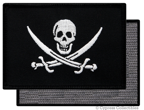 PIRATE FLAG PATCH JOLLY ROGER Skull Swords Calico Jack w/ VELCRO® Brand Fastener