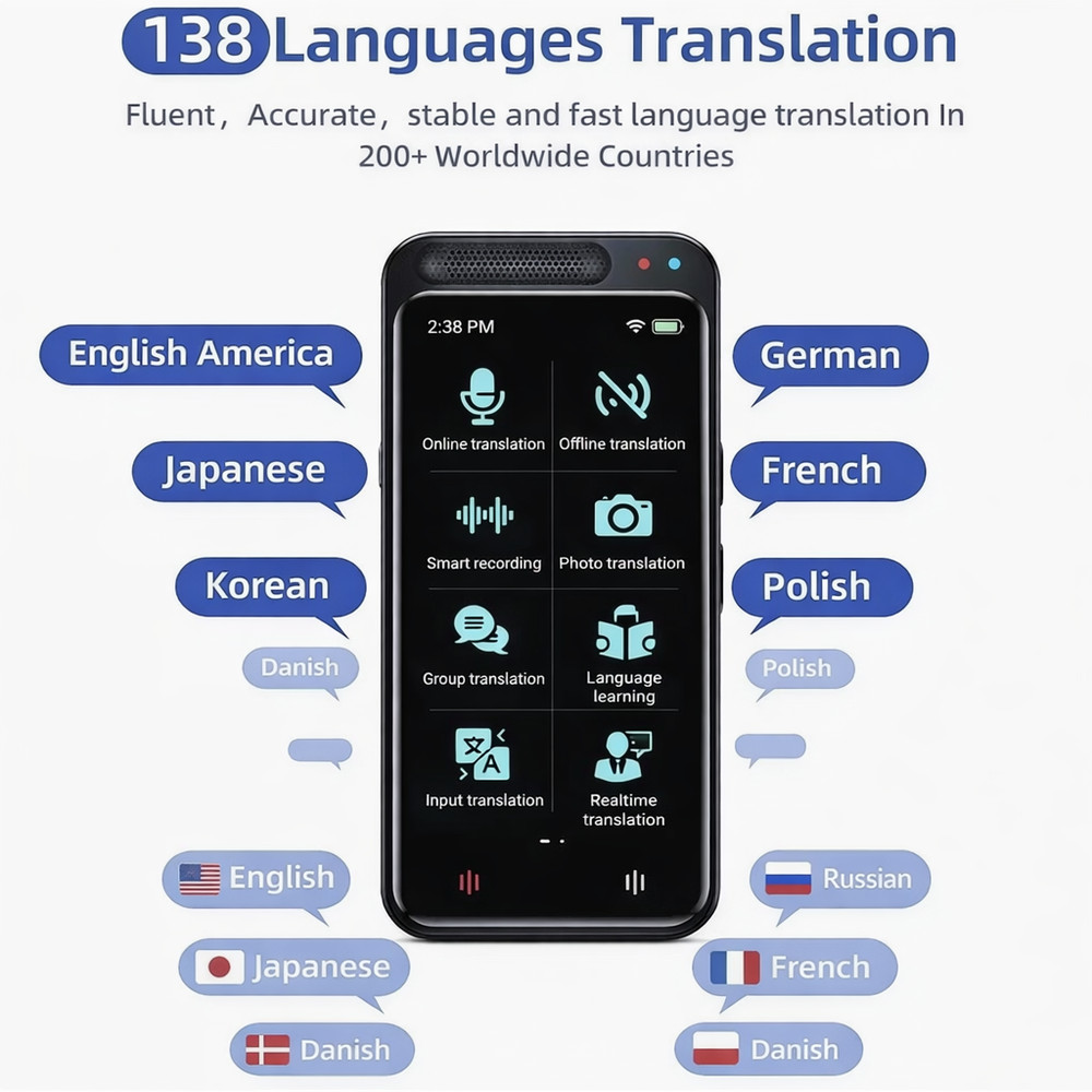 Portable Language Translator Device 138 Languages 4.1" Touch Real Time Offline