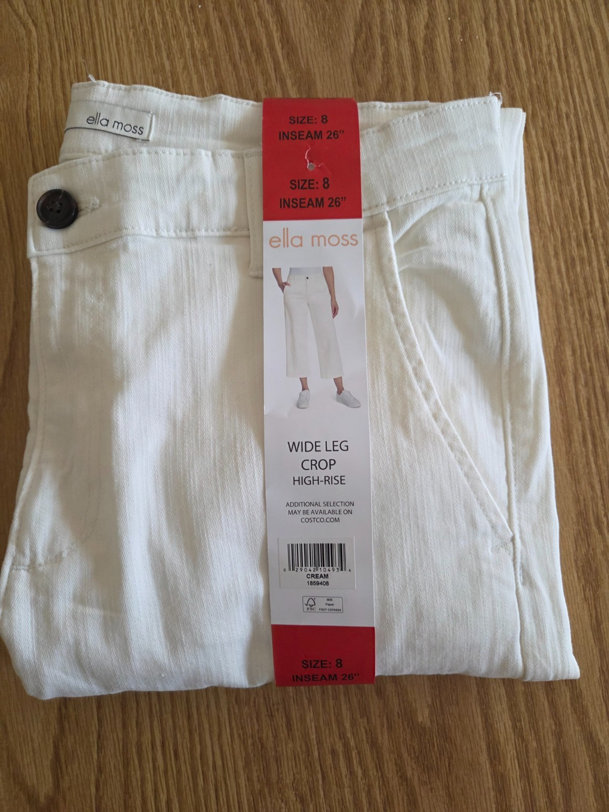 ELLA MOSS Women's Cream Wide Leg Crop High-Rise Pants 4 6 8 10 12 14 16 NWT