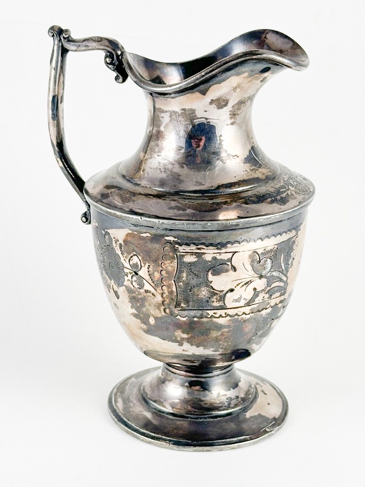 Vintage 6” Pitcher Only Marked “700” Wallace? Ornate Etched Victorian Design