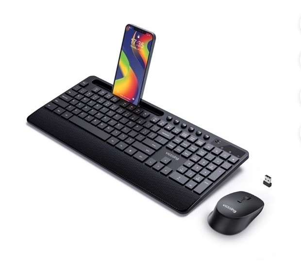 Wireless Keyboard And Mouse Combo 104 Full Size Keyboard Silent Mouse 6 Button