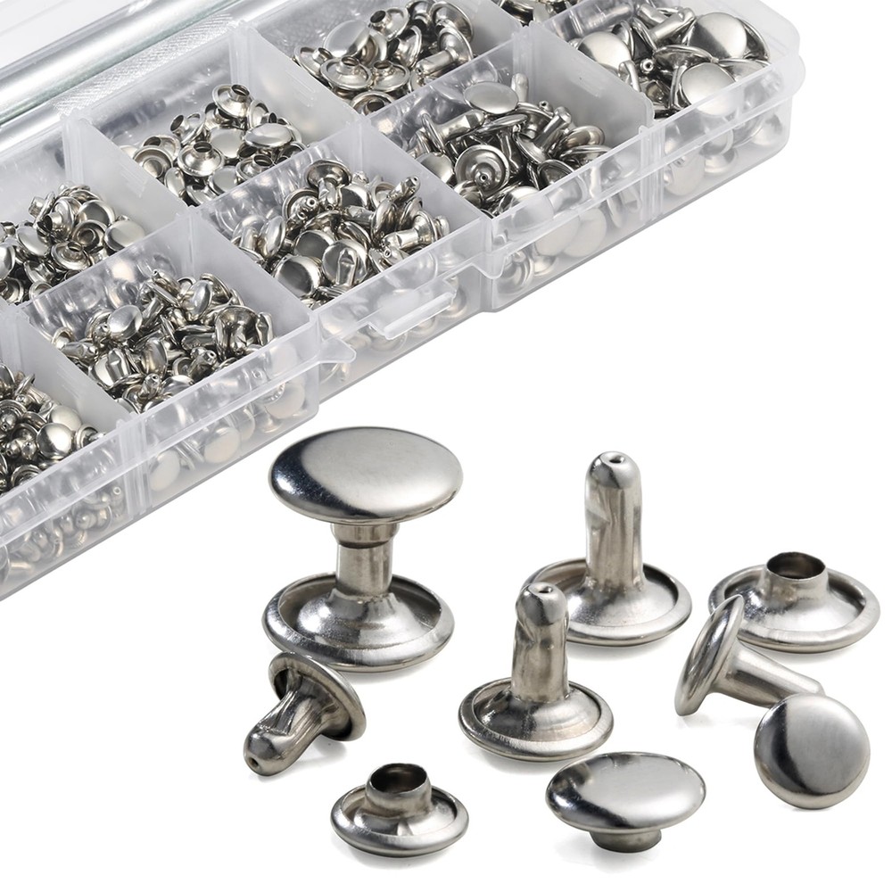 340 Sets Leather Rivets Kit Mixed Sizes Rivets for Leather Double Cap Rivets ...