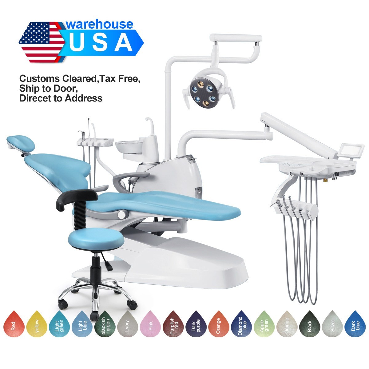 Unidad de Silla Dental Sillon Motor DC Cuero Duro PU/Unidad Dental Portátil 4H