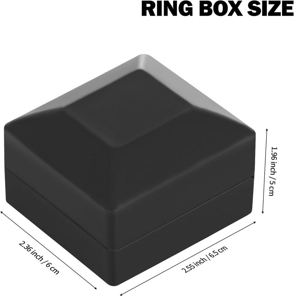 LED Stud Earring Jewelry Gift Box for Proposal, Wedding, Black