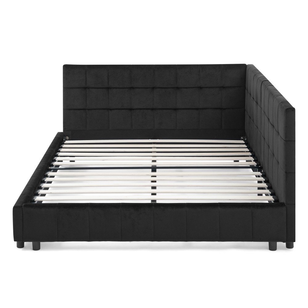 Full Size Upholstered Tufted Bed Frame, Sofa Bed Frame with Comfortable Backrest