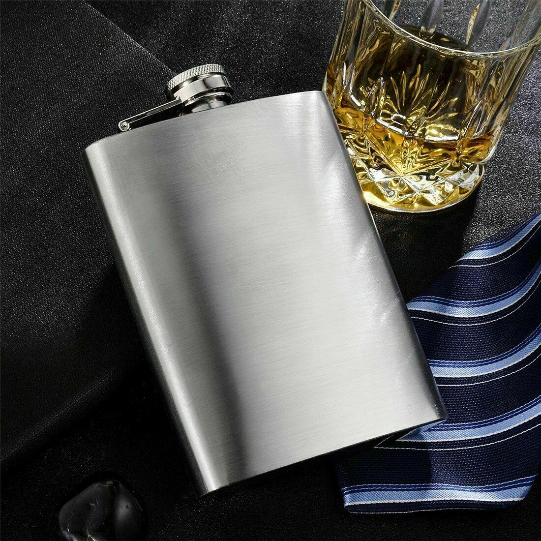 2 Pack 7/10 oz Liquor Pocket Hip Flask Stainless Steel Whiskey Screw Cap Flagon