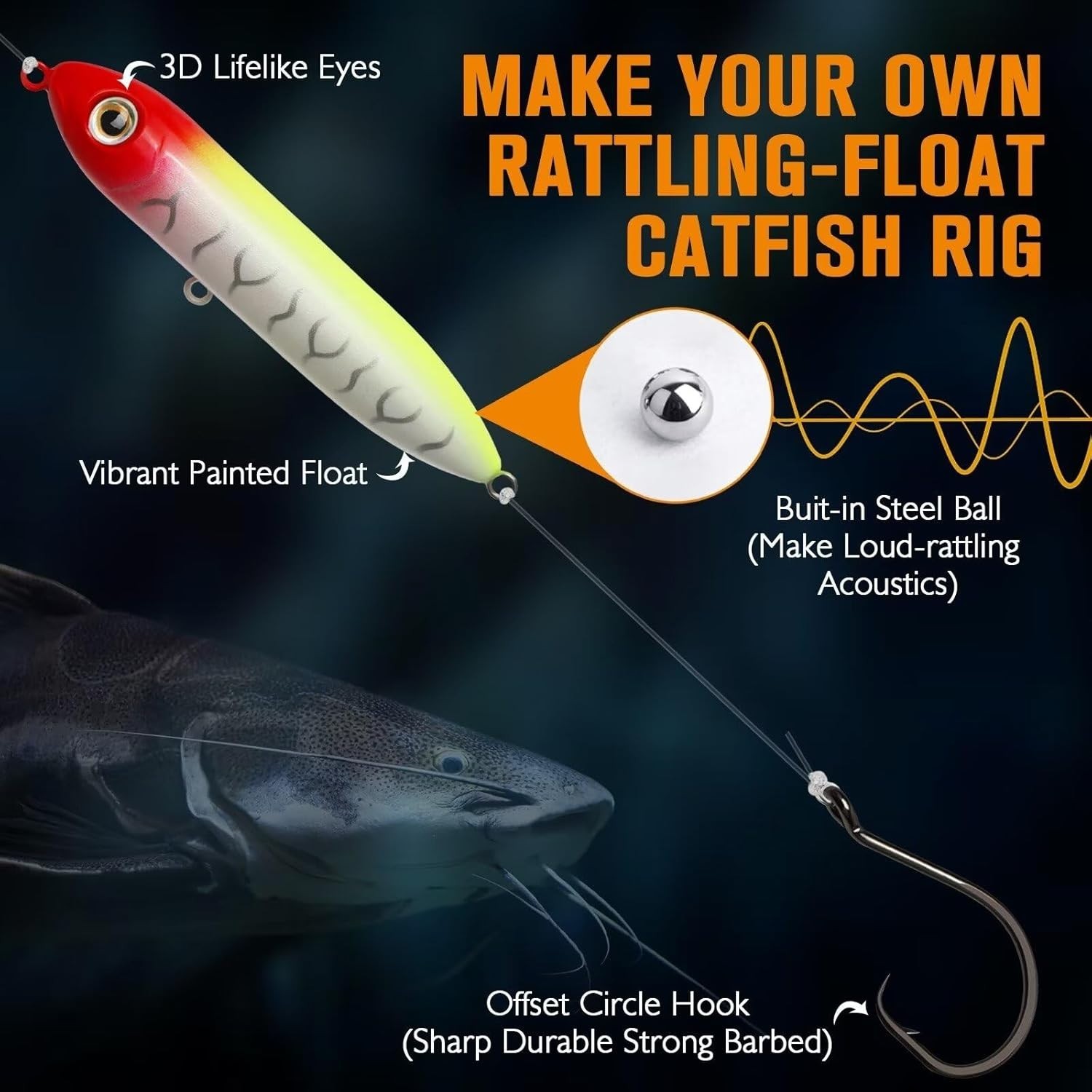 Dovesun Catfishing Tackle Kit - 99PCS Floats Hooks Bells Swivels Rig Accessories